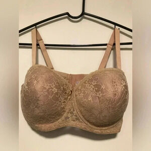 Body Glamour Convertible sexy lace overlay,removable straps,strapless,padded